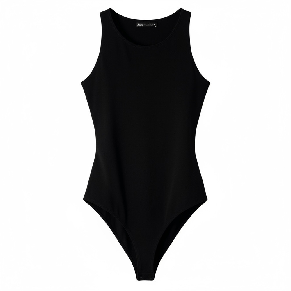 Zara Sleek Black Sleeveless Top Size L